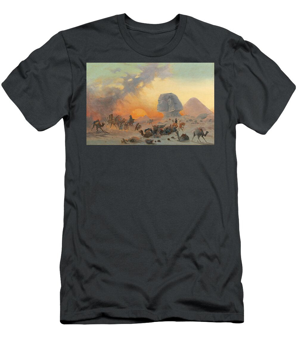 2 a Caravan in the Desert in a Simoom Ippolito Caffi T-Shirt