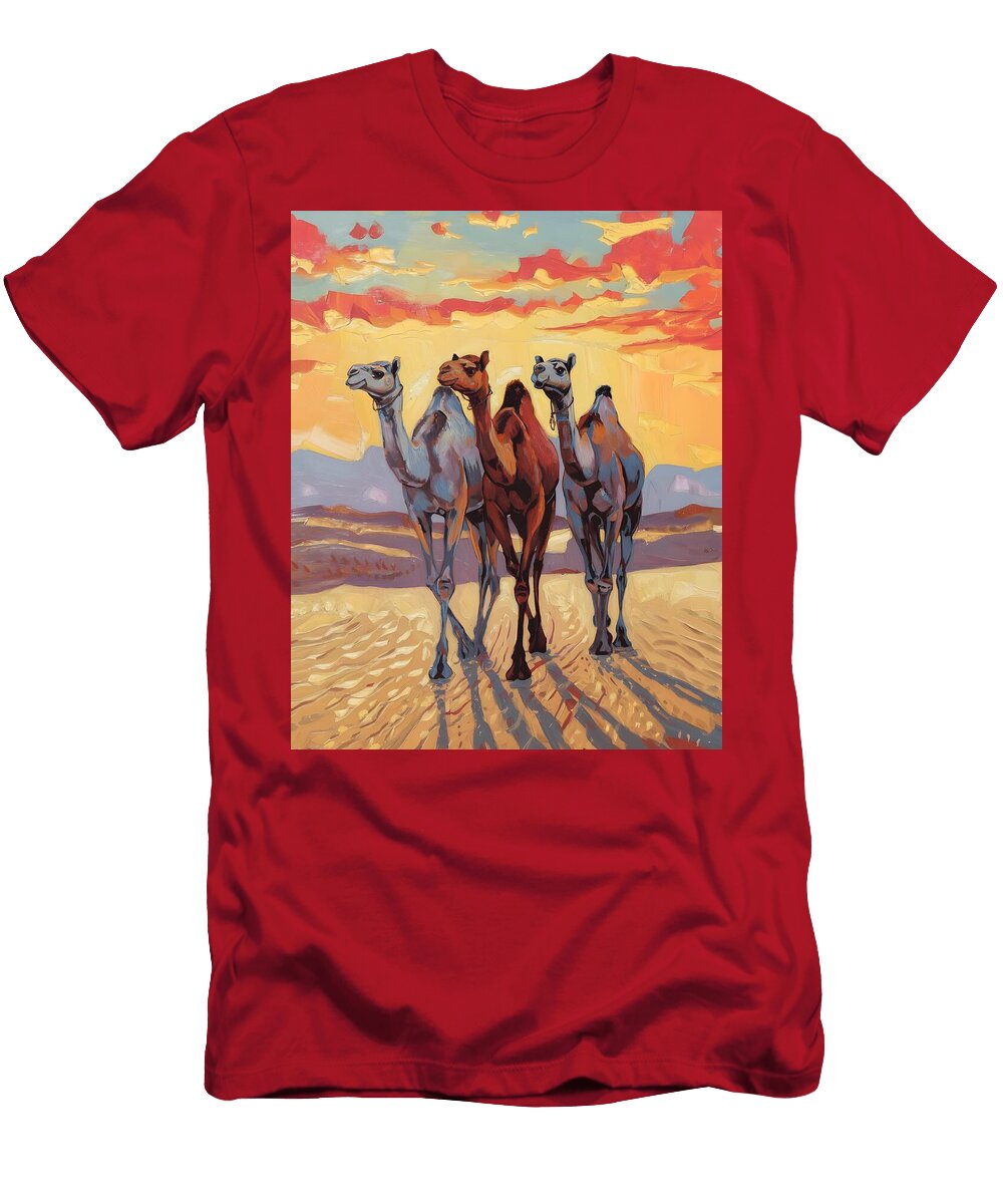 Camels Caravan Painting Mounir Khalfouf T-Shirt