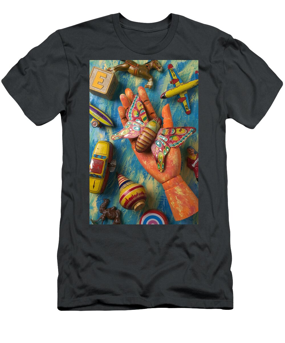 Hand Holding Butterfly Toy Garry Gay T-Shirt