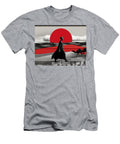 Woman Walking with Camels At Sunset Franklyn Gregory T-Shirt